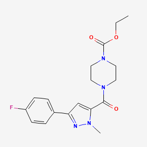 molecular formula C18H21FN4O3 B6579850 ethyl 4-[3-(4-fluorophenyl)-1-methyl-1H-pyrazole-5-carbonyl]piperazine-1-carboxylate CAS No. 1170951-53-7
