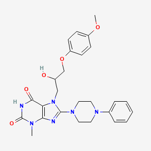 molecular formula C26H30N6O5 B6579904 7-[2-hydroxy-3-(4-methoxyphenoxy)propyl]-3-methyl-8-(4-phenylpiperazin-1-yl)-2,3,6,7-tetrahydro-1H-purine-2,6-dione CAS No. 536719-24-1