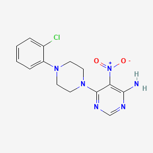molecular formula C14H15ClN6O2 B6579948 6-[4-(2-chlorophenyl)piperazin-1-yl]-5-nitropyrimidin-4-amine CAS No. 450345-88-7
