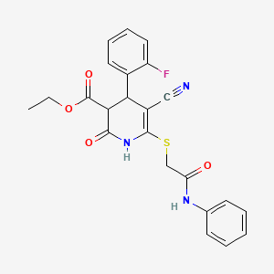 molecular formula C23H20FN3O4S B6579997 ethyl 5-cyano-4-(2-fluorophenyl)-2-oxo-6-{[(phenylcarbamoyl)methyl]sulfanyl}-1,2,3,4-tetrahydropyridine-3-carboxylate CAS No. 799768-79-9