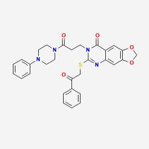 6-[(2-oxo-2-phenylethyl)sulfanyl]-7-[3-oxo-3-(4-phenylpiperazin-1-yl)propyl]-2H,7H,8H-[1,3]dioxolo[4,5-g]quinazolin-8-one