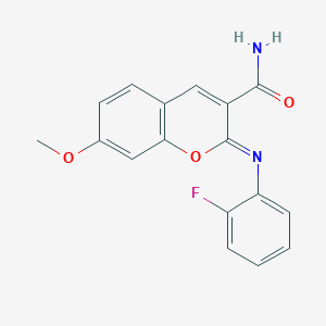 (2Z)-2-[(2-fluorophenyl)imino]-7-methoxy-2H-chromene-3-carboxamide