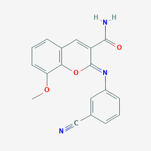 (2Z)-2-[(3-cyanophenyl)imino]-8-methoxy-2H-chromene-3-carboxamide