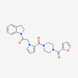 molecular formula C24H24N4O4 B6580097 1-(2,3-dihydro-1H-indol-1-yl)-2-{2-[4-(furan-2-carbonyl)piperazine-1-carbonyl]-1H-pyrrol-1-yl}ethan-1-one CAS No. 1021223-18-6