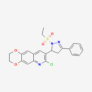 molecular formula C22H20ClN3O4S B6580106 5-{7-chloro-2H,3H-[1,4]dioxino[2,3-g]quinolin-8-yl}-1-(ethanesulfonyl)-3-phenyl-4,5-dihydro-1H-pyrazole CAS No. 712308-49-1