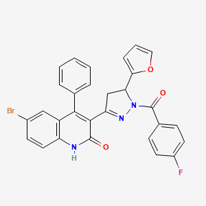 molecular formula C29H19BrFN3O3 B6580114 6-bromo-3-[1-(4-fluorobenzoyl)-5-(furan-2-yl)-4,5-dihydro-1H-pyrazol-3-yl]-4-phenyl-1,2-dihydroquinolin-2-one CAS No. 312604-40-3