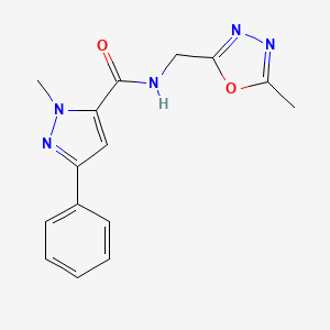 molecular formula C15H15N5O2 B6580149 1-methyl-N-[(5-methyl-1,3,4-oxadiazol-2-yl)methyl]-3-phenyl-1H-pyrazole-5-carboxamide CAS No. 1207027-68-6