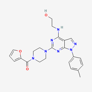 molecular formula C23H25N7O3 B6580206 2-({6-[4-(furan-2-carbonyl)piperazin-1-yl]-1-(4-methylphenyl)-1H-pyrazolo[3,4-d]pyrimidin-4-yl}amino)ethan-1-ol CAS No. 1207001-63-5