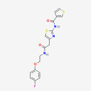 molecular formula C18H16FN3O3S2 B6580216 N-[4-({[2-(4-fluorophenoxy)ethyl]carbamoyl}methyl)-1,3-thiazol-2-yl]thiophene-3-carboxamide CAS No. 1207025-61-3