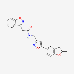 molecular formula C22H19N3O4 B6580254 2-(1,2-benzoxazol-3-yl)-N-{[5-(2-methyl-2,3-dihydro-1-benzofuran-5-yl)-1,2-oxazol-3-yl]methyl}acetamide CAS No. 1207023-15-1