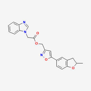 molecular formula C22H19N3O4 B6580280 [5-(2-methyl-2,3-dihydro-1-benzofuran-5-yl)-1,2-oxazol-3-yl]methyl 2-(1H-1,3-benzodiazol-1-yl)acetate CAS No. 1203132-87-9