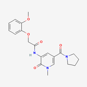 molecular formula C20H23N3O5 B6580331 2-(2-methoxyphenoxy)-N-[1-methyl-2-oxo-5-(pyrrolidine-1-carbonyl)-1,2-dihydropyridin-3-yl]acetamide CAS No. 1207009-29-7