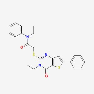molecular formula C24H23N3O2S2 B6580397 N-ethyl-2-({3-ethyl-4-oxo-6-phenyl-3H,4H-thieno[3,2-d]pyrimidin-2-yl}sulfanyl)-N-phenylacetamide CAS No. 1207030-27-0
