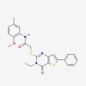 molecular formula C24H23N3O3S2 B6580405 2-({3-ethyl-4-oxo-6-phenyl-3H,4H-thieno[3,2-d]pyrimidin-2-yl}sulfanyl)-N-(2-methoxy-5-methylphenyl)acetamide CAS No. 1206990-60-4