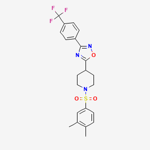 molecular formula C22H22F3N3O3S B6580418 1-(3,4-dimethylbenzenesulfonyl)-4-{3-[4-(trifluoromethyl)phenyl]-1,2,4-oxadiazol-5-yl}piperidine CAS No. 1206991-51-6