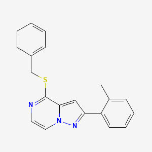 molecular formula C20H17N3S B6580449 4-(benzylsulfanyl)-2-(2-methylphenyl)pyrazolo[1,5-a]pyrazine CAS No. 1207055-80-8