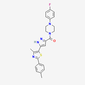 molecular formula C25H24FN5OS B6580510 1-(4-fluorophenyl)-4-{3-[4-methyl-2-(4-methylphenyl)-1,3-thiazol-5-yl]-1H-pyrazole-5-carbonyl}piperazine CAS No. 1240278-60-7