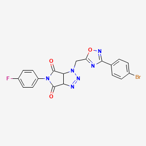 molecular formula C19H12BrFN6O3 B6580515 1-{[3-(4-bromophenyl)-1,2,4-oxadiazol-5-yl]methyl}-5-(4-fluorophenyl)-1H,3aH,4H,5H,6H,6aH-pyrrolo[3,4-d][1,2,3]triazole-4,6-dione CAS No. 1207031-51-3