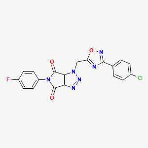 molecular formula C19H12ClFN6O3 B6580521 1-{[3-(4-chlorophenyl)-1,2,4-oxadiazol-5-yl]methyl}-5-(4-fluorophenyl)-1H,3aH,4H,5H,6H,6aH-pyrrolo[3,4-d][1,2,3]triazole-4,6-dione CAS No. 1207031-54-6
