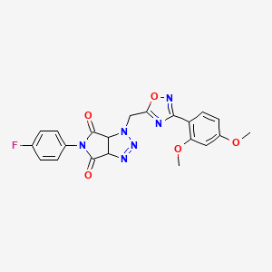 molecular formula C21H17FN6O5 B6580528 1-{[3-(2,4-dimethoxyphenyl)-1,2,4-oxadiazol-5-yl]methyl}-5-(4-fluorophenyl)-1H,3aH,4H,5H,6H,6aH-pyrrolo[3,4-d][1,2,3]triazole-4,6-dione CAS No. 1207006-87-8