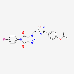 molecular formula C22H19FN6O4 B6580534 5-(4-fluorophenyl)-1-({3-[4-(propan-2-yloxy)phenyl]-1,2,4-oxadiazol-5-yl}methyl)-1H,3aH,4H,5H,6H,6aH-pyrrolo[3,4-d][1,2,3]triazole-4,6-dione CAS No. 1207031-57-9
