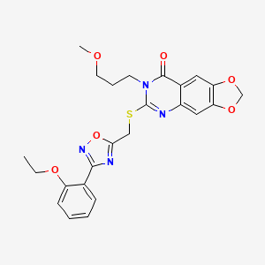 molecular formula C24H24N4O6S B6580543 6-({[3-(2-ethoxyphenyl)-1,2,4-oxadiazol-5-yl]methyl}sulfanyl)-7-(3-methoxypropyl)-2H,7H,8H-[1,3]dioxolo[4,5-g]quinazolin-8-one CAS No. 1112028-27-9