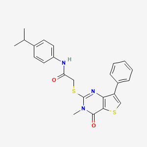 2-({3-methyl-4-oxo-7-phenyl-3H,4H-thieno[3,2-d]pyrimidin-2-yl}sulfanyl)-N-[4-(propan-2-yl)phenyl]acetamide