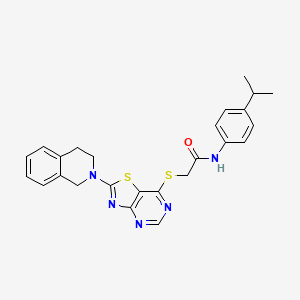 molecular formula C25H25N5OS2 B6580552 N-[4-(propan-2-yl)phenyl]-2-{[2-(1,2,3,4-tetrahydroisoquinolin-2-yl)-[1,3]thiazolo[4,5-d]pyrimidin-7-yl]sulfanyl}acetamide CAS No. 1207043-76-2