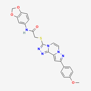 N-(2H-1,3-benzodioxol-5-yl)-2-{[11-(4-methoxyphenyl)-3,4,6,9,10-pentaazatricyclo[7.3.0.0^{2,6}]dodeca-1(12),2,4,7,10-pentaen-5-yl]sulfanyl}acetamide