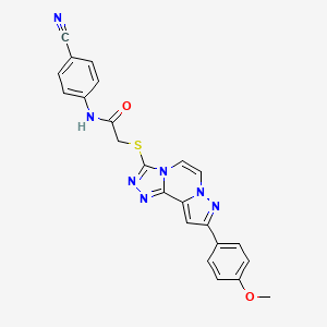 N-(4-cyanophenyl)-2-{[11-(4-methoxyphenyl)-3,4,6,9,10-pentaazatricyclo[7.3.0.0^{2,6}]dodeca-1(12),2,4,7,10-pentaen-5-yl]sulfanyl}acetamide