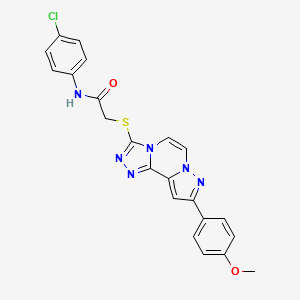 molecular formula C22H17ClN6O2S B6580597 N-(4-chlorophenyl)-2-{[11-(4-methoxyphenyl)-3,4,6,9,10-pentaazatricyclo[7.3.0.0^{2,6}]dodeca-1(12),2,4,7,10-pentaen-5-yl]sulfanyl}acetamide CAS No. 1207059-95-7