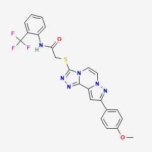 2-{[11-(4-methoxyphenyl)-3,4,6,9,10-pentaazatricyclo[7.3.0.0^{2,6}]dodeca-1(12),2,4,7,10-pentaen-5-yl]sulfanyl}-N-[2-(trifluoromethyl)phenyl]acetamide