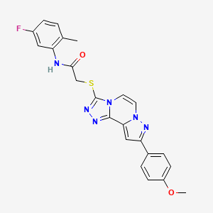 N-(5-fluoro-2-methylphenyl)-2-{[11-(4-methoxyphenyl)-3,4,6,9,10-pentaazatricyclo[7.3.0.0^{2,6}]dodeca-1(12),2,4,7,10-pentaen-5-yl]sulfanyl}acetamide