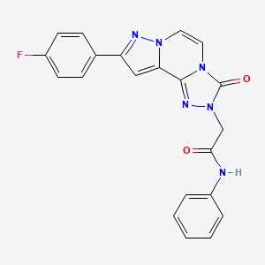 molecular formula C21H15FN6O2 B6580617 2-[11-(4-fluorophenyl)-5-oxo-3,4,6,9,10-pentaazatricyclo[7.3.0.0^{2,6}]dodeca-1(12),2,7,10-tetraen-4-yl]-N-phenylacetamide CAS No. 1207025-41-9