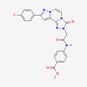 molecular formula C23H17FN6O4 B6580649 methyl 4-{2-[11-(4-fluorophenyl)-5-oxo-3,4,6,9,10-pentaazatricyclo[7.3.0.0^{2,6}]dodeca-1(12),2,7,10-tetraen-4-yl]acetamido}benzoate CAS No. 1207026-42-3