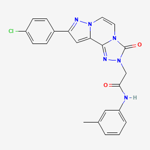 molecular formula C22H17ClN6O2 B6580695 2-[11-(4-chlorophenyl)-5-oxo-3,4,6,9,10-pentaazatricyclo[7.3.0.0^{2,6}]dodeca-1(12),2,7,10-tetraen-4-yl]-N-(3-methylphenyl)acetamide CAS No. 1207035-85-5