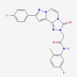 molecular formula C22H16ClFN6O2 B6580709 2-[11-(4-chlorophenyl)-5-oxo-3,4,6,9,10-pentaazatricyclo[7.3.0.0^{2,6}]dodeca-1(12),2,7,10-tetraen-4-yl]-N-(5-fluoro-2-methylphenyl)acetamide CAS No. 1207004-19-0