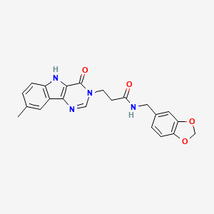 N-[(2H-1,3-benzodioxol-5-yl)methyl]-3-{8-methyl-4-oxo-3H,4H,5H-pyrimido[5,4-b]indol-3-yl}propanamide