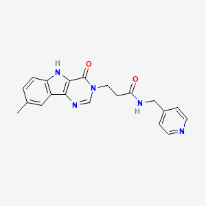 molecular formula C20H19N5O2 B6580775 3-{8-methyl-4-oxo-3H,4H,5H-pyrimido[5,4-b]indol-3-yl}-N-[(pyridin-4-yl)methyl]propanamide CAS No. 1189680-99-6
