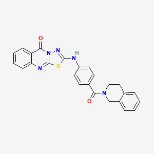 molecular formula C25H19N5O2S B6580792 2-{[4-(1,2,3,4-tetrahydroisoquinoline-2-carbonyl)phenyl]amino}-5H-[1,3,4]thiadiazolo[2,3-b]quinazolin-5-one CAS No. 1111050-78-2
