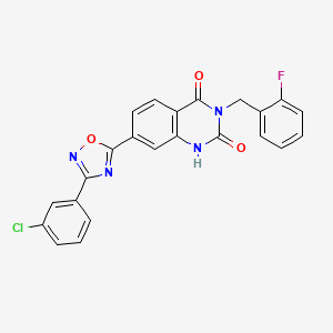 molecular formula C23H14ClFN4O3 B6580794 7-[3-(3-chlorophenyl)-1,2,4-oxadiazol-5-yl]-3-[(2-fluorophenyl)methyl]-1,2,3,4-tetrahydroquinazoline-2,4-dione CAS No. 1207048-21-2