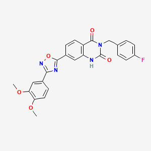 molecular formula C25H19FN4O5 B6580810 7-[3-(3,4-dimethoxyphenyl)-1,2,4-oxadiazol-5-yl]-3-[(4-fluorophenyl)methyl]-1,2,3,4-tetrahydroquinazoline-2,4-dione CAS No. 1207028-13-4