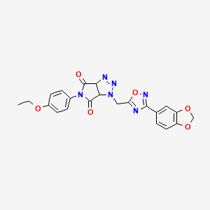 molecular formula C22H18N6O6 B6580814 1-{[3-(2H-1,3-benzodioxol-5-yl)-1,2,4-oxadiazol-5-yl]methyl}-5-(4-ethoxyphenyl)-1H,3aH,4H,5H,6H,6aH-pyrrolo[3,4-d][1,2,3]triazole-4,6-dione CAS No. 1206992-45-1