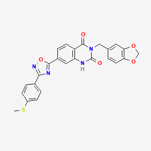 molecular formula C25H18N4O5S B6580844 3-[(2H-1,3-benzodioxol-5-yl)methyl]-7-{3-[4-(methylsulfanyl)phenyl]-1,2,4-oxadiazol-5-yl}-1,2,3,4-tetrahydroquinazoline-2,4-dione CAS No. 1206993-89-6