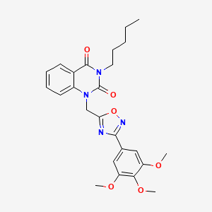 molecular formula C25H28N4O6 B6580877 3-pentyl-1-{[3-(3,4,5-trimethoxyphenyl)-1,2,4-oxadiazol-5-yl]methyl}-1,2,3,4-tetrahydroquinazoline-2,4-dione CAS No. 1207050-18-7
