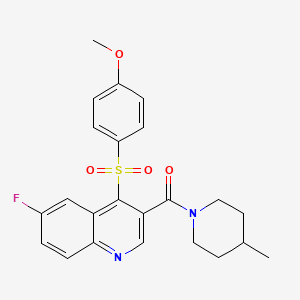 6-fluoro-4-(4-methoxybenzenesulfonyl)-3-(4-methylpiperidine-1-carbonyl)quinoline