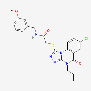 molecular formula C22H22ClN5O3S B6580896 2-({7-chloro-5-oxo-4-propyl-4H,5H-[1,2,4]triazolo[4,3-a]quinazolin-1-yl}sulfanyl)-N-[(3-methoxyphenyl)methyl]acetamide CAS No. 1111176-13-6