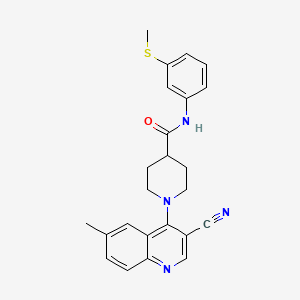 molecular formula C24H24N4OS B6580927 1-(3-cyano-6-methylquinolin-4-yl)-N-[3-(methylsulfanyl)phenyl]piperidine-4-carboxamide CAS No. 1207037-09-9