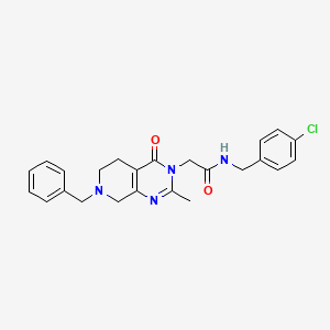 2-{7-benzyl-2-methyl-4-oxo-3H,4H,5H,6H,7H,8H-pyrido[3,4-d]pyrimidin-3-yl}-N-[(4-chlorophenyl)methyl]acetamide