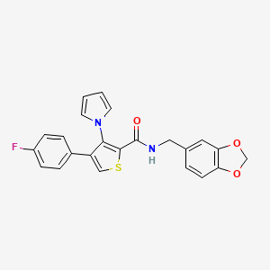 molecular formula C23H17FN2O3S B6580949 N-[(2H-1,3-benzodioxol-5-yl)methyl]-4-(4-fluorophenyl)-3-(1H-pyrrol-1-yl)thiophene-2-carboxamide CAS No. 1207038-71-8